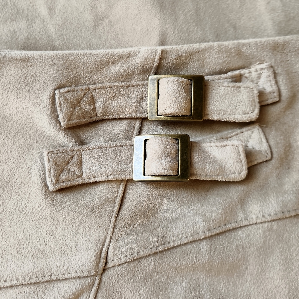 CATO Suede Midi Skirt w/Buckle Detail